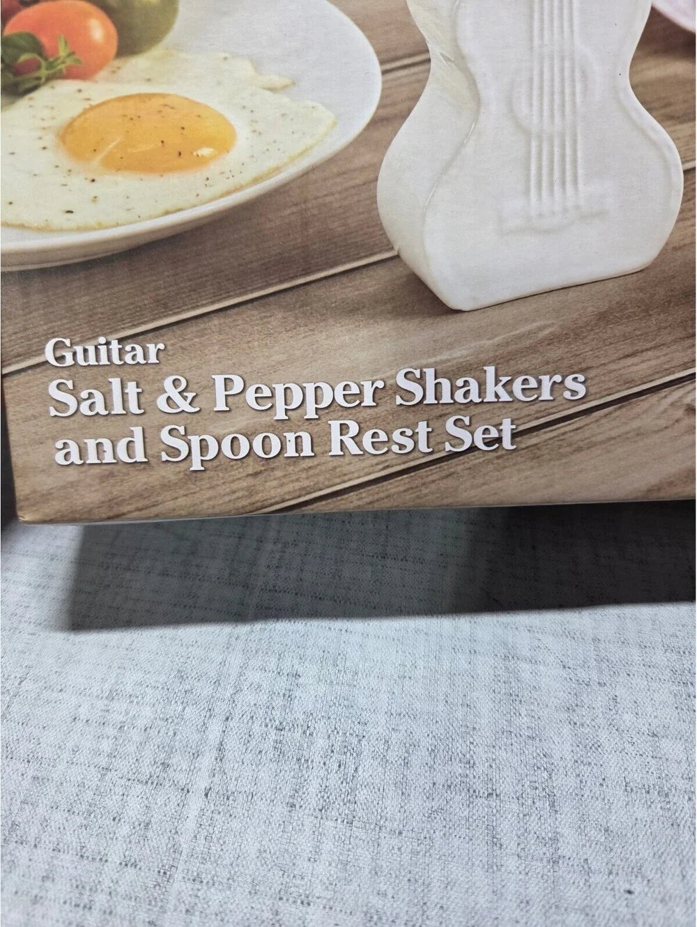Dolly Guitar Salt & Pepper Shakers and Spoon Rest Set